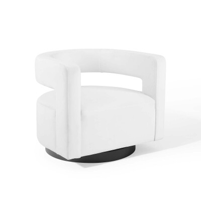 EEI-3947-WHI Spin Cutaway Performance Velvet Swivel Armchair White