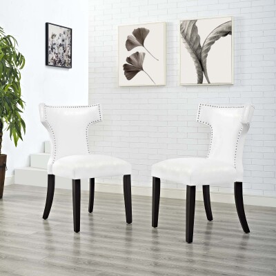 EEI-3949-WHI Curve Dining Chair Vinyl (Set of 2) White