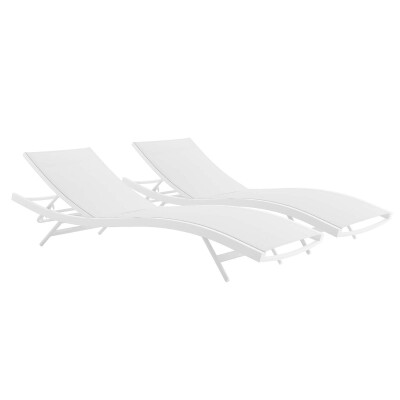 EEI-4038-WHI-WHI Glimpse Outdoor Patio Mesh Chaise Lounge Set of 2 White