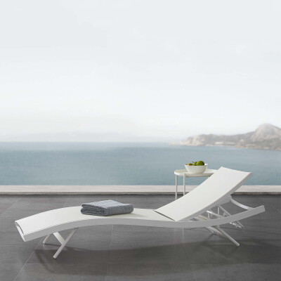 EEI-4039-WHI-WHI Glimpse Outdoor Patio Mesh Chaise Lounge Set of 4 White White