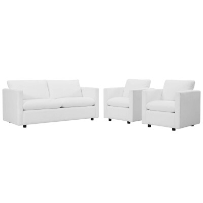EEI-4046-WHI-SET Activate 3 Piece Upholstered Fabric Set White