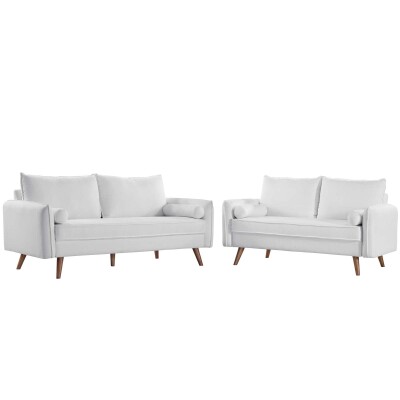 EEI-4047-WHI-SET Revive Upholstered Fabric Sofa and Loveseat Set White