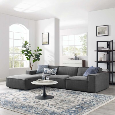 EEI-4113-CHA Restore 4 Piece Sectional Sofa in Charcoal