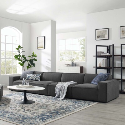 EEI-4114-CHA Restore 4 Piece Sectional Sofa in Charcoal