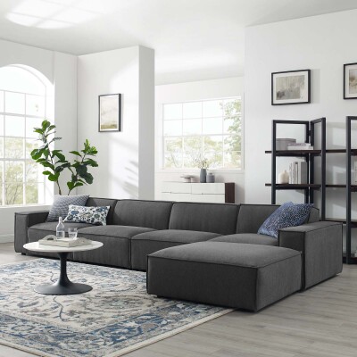 EEI-4115-CHA Restore 5 Piece Sectional Sofa in Charcoal