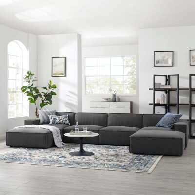 EEI-4116-CHA Restore 6 Piece Sectional Sofa in Charcoal