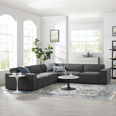EEI-4117-CHA Restore 5 Piece Sectional Sofa in Charcoal