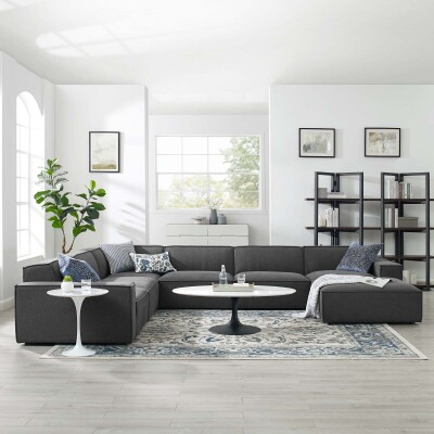 EEI-4120-CHA Restore 7 Piece Sectional Sofa in Charcoal