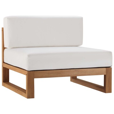 EEI-4125-NAT-WHI Upland Outdoor Patio Teak Wood Armless Chair Natural White