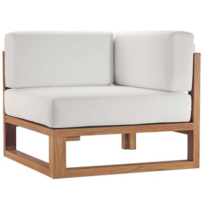 EEI-4126-NAT-WHI Upland Outdoor Patio Teak Wood Corner Chair Natural White