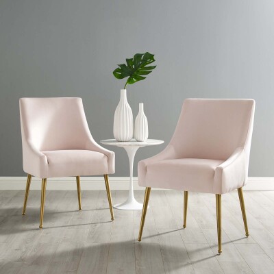 EEI-4148-PNK Discern Upholstered Performance Velvet Dining Chair (Set of 2) Pink