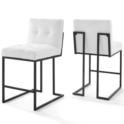 EEI-4156-BLK-WHI Privy Black Stainless Steel Upholstered Fabric Counter Stool (Set of 2) Black White