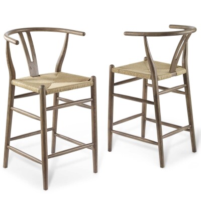 EEI-4165-GRY Amish Wood Counter Stool (Set of 2) Gray