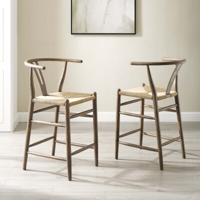 EEI-4165-GRY Amish Wood Counter Stool (Set of 2) Gray