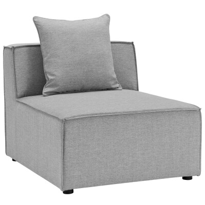 EEI-4209-GRY Saybrook Outdoor Patio Upholstered Sectional Sofa Armless Chair Gray