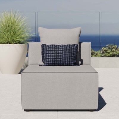 EEI-4209-GRY Saybrook Outdoor Patio Upholstered Sectional Sofa Armless Chair Gray