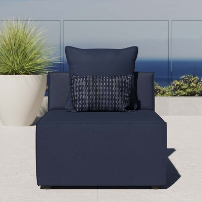 EEI-4209-NAV Saybrook Outdoor Patio Upholstered Sectional Sofa Armless Chair Navy Blue