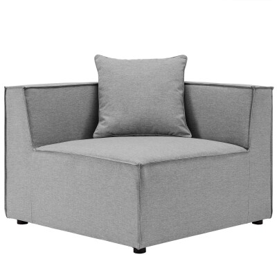 EEI-4210-GRY Saybrook Outdoor Patio Upholstered Sectional Sofa Corner Chair Gray