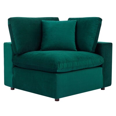 EEI-4366-GRN Commix Down Filled Overstuffed Performance Velvet Corner Chair Green