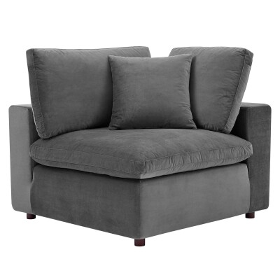EEI-4366-GRY Commix Down Filled Overstuffed Performance Velvet Corner Chair Gray