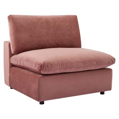 EEI-4367-DUS Commix Down Filled Overstuffed Performance Velvet Armless Chair Dusty Rose