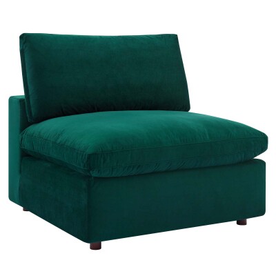 EEI-4367-GRN Commix Down Filled Overstuffed Performance Velvet Armless Chair Green