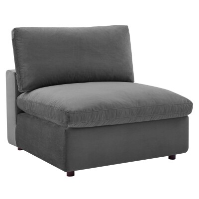 EEI-4367-GRY Commix Down Filled Overstuffed Performance Velvet Armless Chair Gray