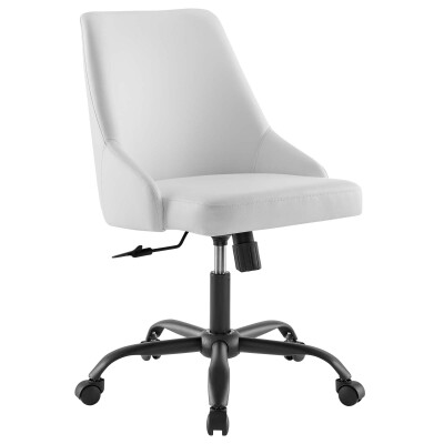 EEI-4372-BLK-WHI Designate Swivel Vegan Leather Office Chair Black White