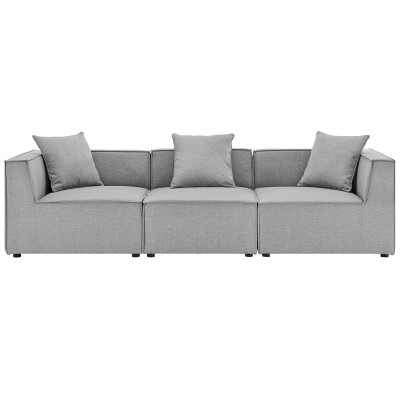 EEI-4379-GRY Saybrook Outdoor Patio Upholstered 3-Piece Sectional Sofa in Gray