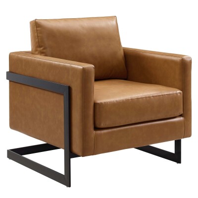 EEI-4392-BLK-TAN Posse Vegan Leather Accent Chair Black Tan