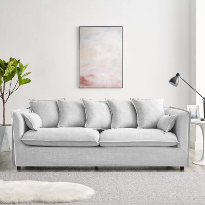 EEI-4449-LGR Avalon Slipcover Fabric Sofa Light Gray