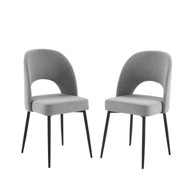 EEI-4490-BLK-LGR Rouse Dining Side Chair Upholstered Fabric Set of 2 Black Light Gray