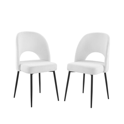 EEI-4490-BLK-WHI Rouse Dining Side Chair Upholstered Fabric Set of 2 Black White