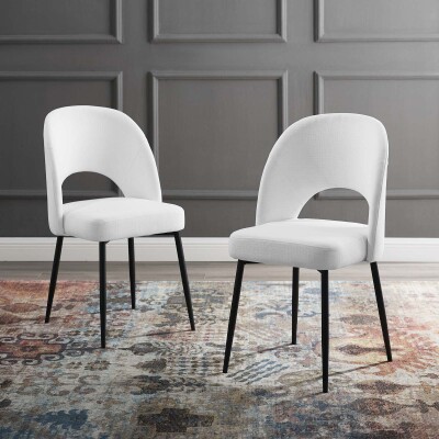 EEI-4490-BLK-WHI Rouse Dining Side Chair Upholstered Fabric Set of 2 Black White