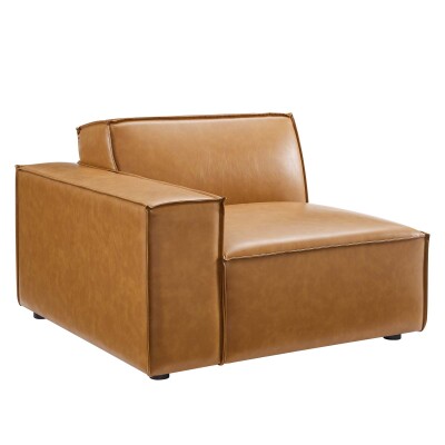 EEI-4492-TAN Restore Left-Arm Vegan Leather Sectional Sofa Chair Tan
