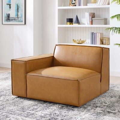 EEI-4492-TAN Restore Left-Arm Vegan Leather Sectional Sofa Chair Tan