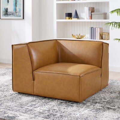 EEI-4494-TAN Restore Vegan Leather Sectional Sofa Corner Chair Tan