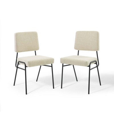 EEI-4506-BLK-BEI Craft Dining Side Chair Upholstered Fabric (Set of 2) Black Beige