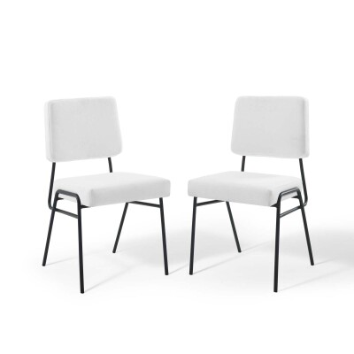 EEI-4506-BLK-WHI Craft Dining Side Chair Upholstered Fabric (Set of 2) Black White
