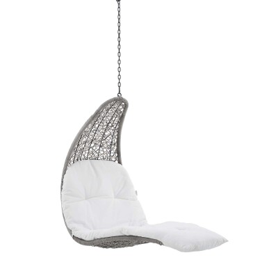 EEI-4589-LGR-WHI Landscape Outdoor Patio Hanging Chaise Lounge Outdoor Patio Swing Chair Light Gray White