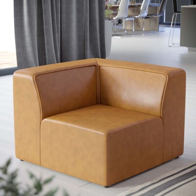 EEI-4625-TAN Mingle Vegan Leather Corner Chair Tan