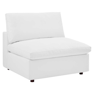 EEI-4694-WHI Commix Down Filled Overstuffed Vegan Leather Armless Chair White