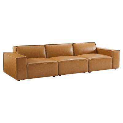 EEI-4708-TAN Restore Vegan Leather 3 Pieces Sofa in Tan