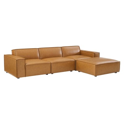 EEI-4709-TAN Restore 4 Pieces Vegan Leather Sectional Sofa in Tan