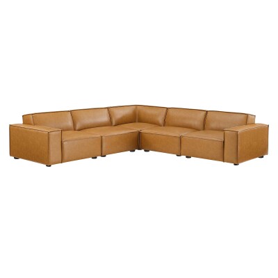 EEI-4712-TAN Restore 5-Piece Vegan Leather Sectional Sofa in Tan