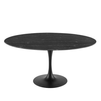 EEI-4879-BLK-BLK Lippa 60" Round Artificial Marble Dining Table in Black