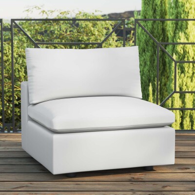 EEI-4902-WHI Commix Overstuffed Outdoor Patio Armless Chair