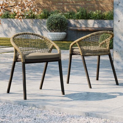 EEI-4995-NAT-TAU Meadow Outdoor Patio Dining Chairs Set of 2