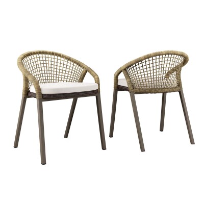 EEI-4995-NAT-WHI Meadow Outdoor Patio Dining Chairs Set of 2