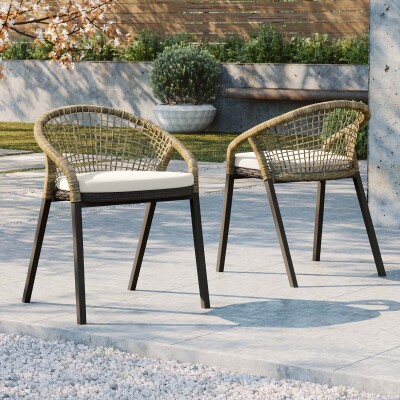 EEI-4995-NAT-WHI Meadow Outdoor Patio Dining Chairs Set of 2